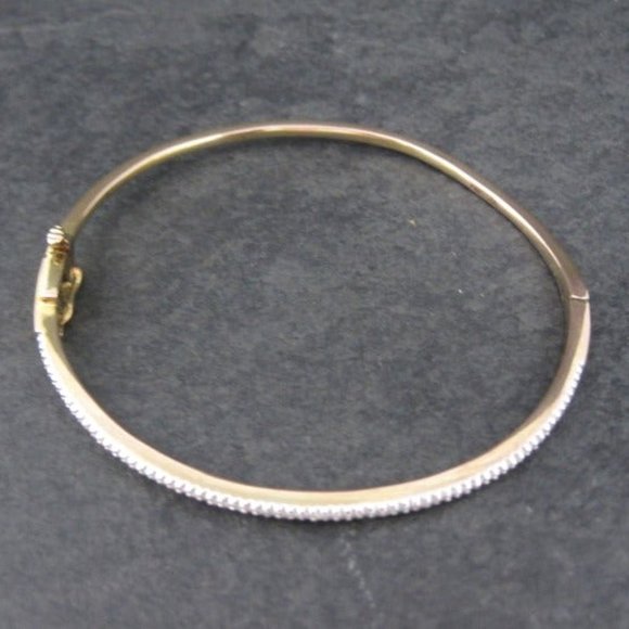 14K ROSE Gold Vermeil Sterling Diamond Bangle Bracelet 7 Inches Macys - Picture 4 of 16